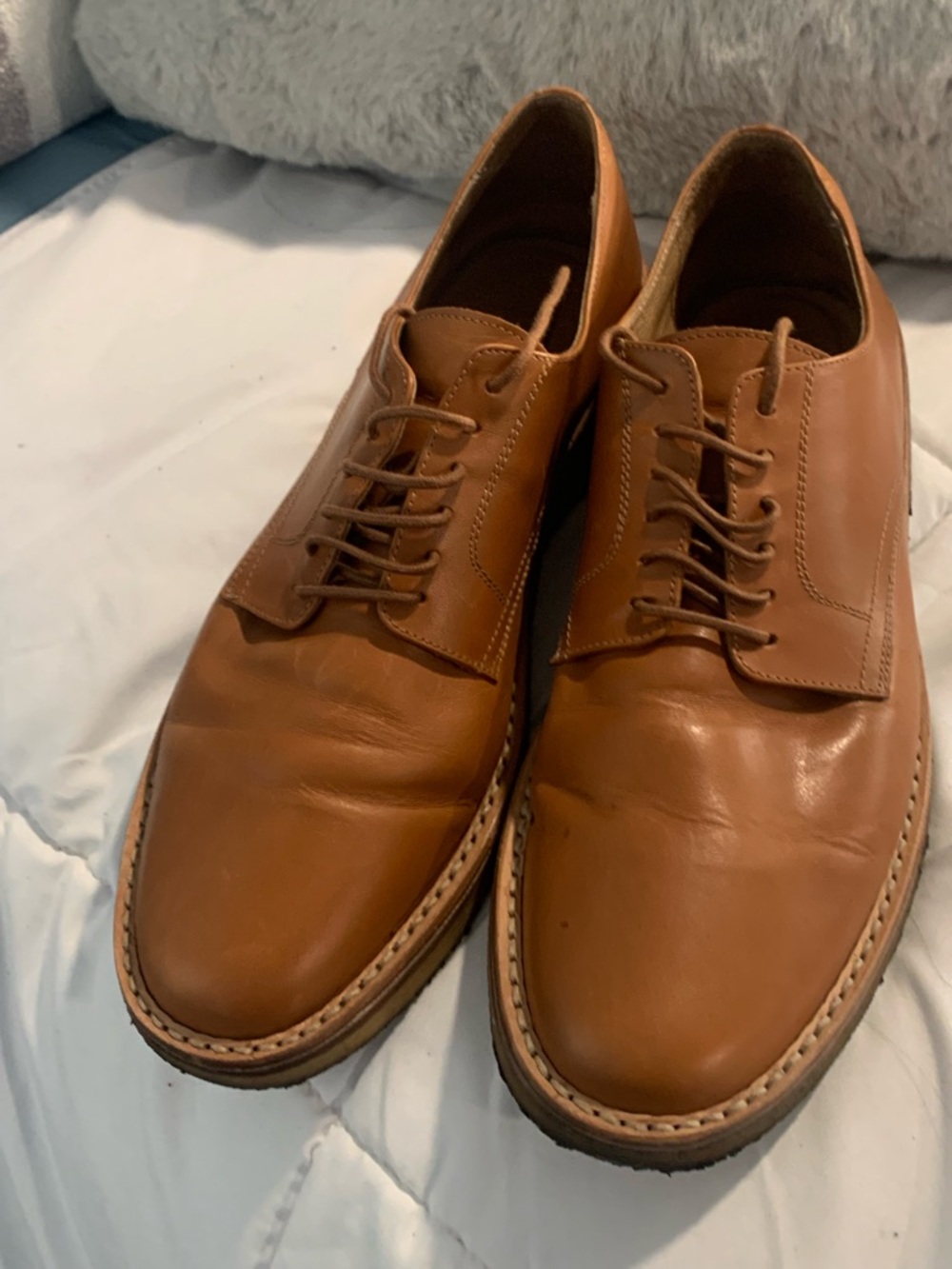 Barneys New York Men’s Leather Oxfords in Tan Brown
